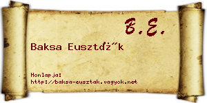 Baksa Euszták névjegykártya
